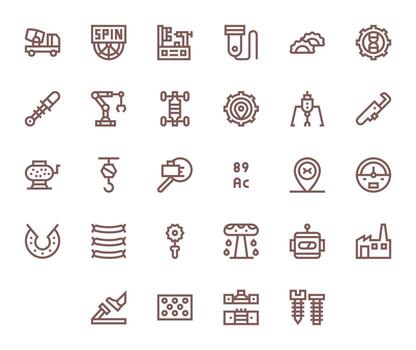 Machinery Pixel Optimized Set with 28 256x256 Bold Line Icons vector