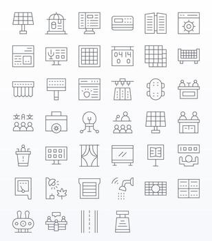 panel icono repositorio conteniendo 40 Delgado línea 128x128 píxel optimizado gráficos vector