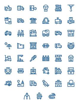 Logistics Essential Set including 45 Display Perfect Bold Line High Resolution Icons vector