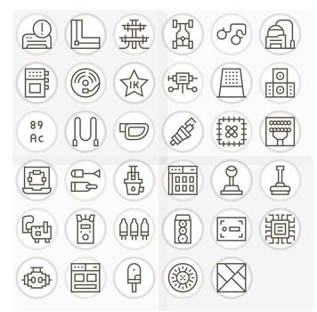35 64 x 64 regular línea píxel optimizado íconos para componente proyectos vector