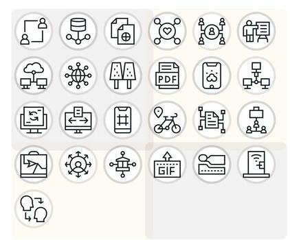 25 Regular Line PIXEL Perfect Icons for Sharing Graphics vector