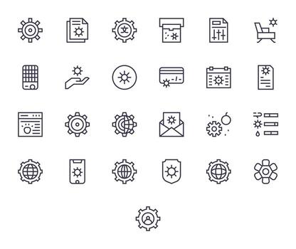 25 Regular Line PIXEL Perfect Retina Ready Icons from Configure Suite vector