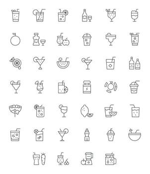 40 Icons for Juice featuring 64x64 Pixel Aligned Thin Line Graphics vector