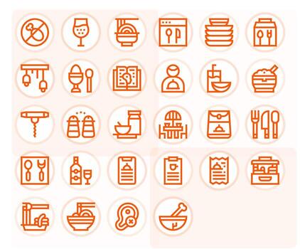 Dining Scalable Set featuring 28 Pixel Aligned Bold Line High Resolution Icons vector