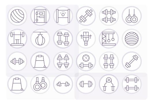 Strength Training Icon Set with 24 Thin Line 256x256 PIXEL Perfect Graphics vector