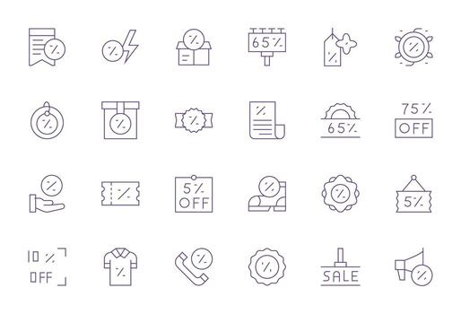 Price Reduction Icon Set with 24 Thin Line High Resolution Pixel Aligned Graphics vector