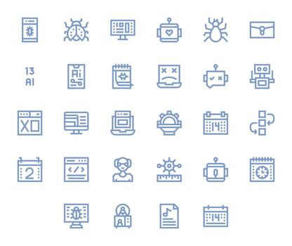 28 Bold Line Icons for Program in crisp Retina Ready Editable resolution vector