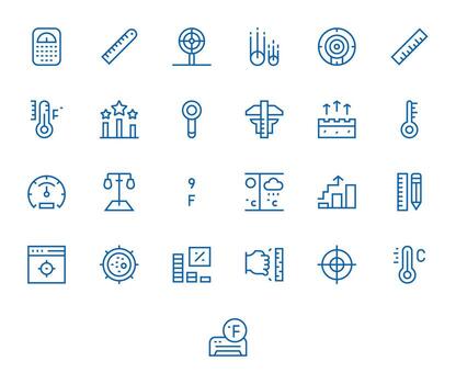 Metric Pixel Aligned Set with 25 High Resolution Regular Line Icons vector
