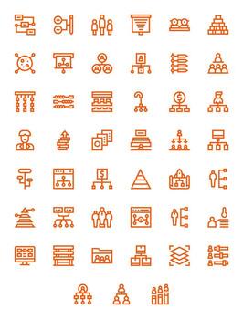 45 Bold Line Pixel Optimized Designs for Hierarchy High Resolution Icons vector