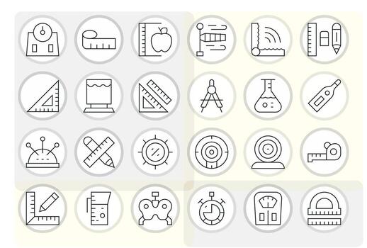 24 Display Perfect Thin Line Icons from Measuring Collection vector