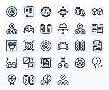 vinculado diseño íconos presentando 28 cuadrícula equipado negrita línea estilo vector