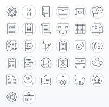 datos icono arsenal con 32 alto resolución Delgado línea monitor Perfecto diseños vector