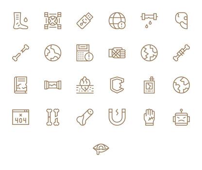 25 Retina Ready Pixel Optimized Icons for Broken in Regular Line Theme vector