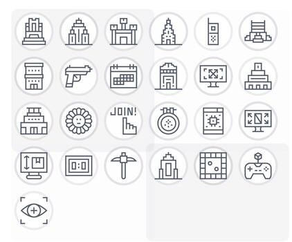 Pixel Icon Toolkit featuring 25 Detail Enhanced High Resolution Regular Line elements vector
