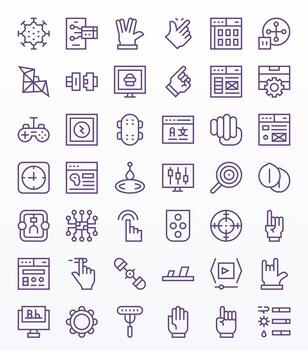 42 regular línea píxel alineado íconos a la medida para interfaz 128x128 interfaz vector