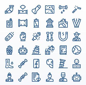 Broken Modern Collection with 36 Bold Line 256x256 Display Perfect Icons vector