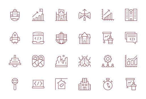 24 Thin Line Icons designed for Development in 64x64 Display Perfect format vector