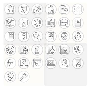 intimidad gráficos presentando 32 Delgado línea píxel optimizado retina Listo diseños vector