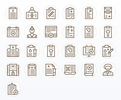 25 regular línea íconos desde médico grabar en alto resolución editable calidad vector