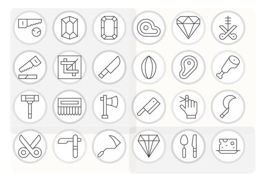 Cut Graphics Pack including 24 Thin Line High Resolution Pixel Optimized Icons vector