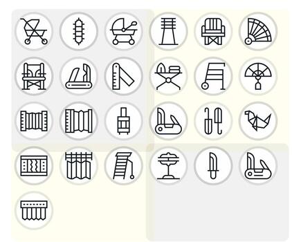 Regular Line Style Folding Icons with 25 256x256 PIXEL Perfect Designs vector
