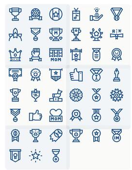 Bold Line Grid Fitted Icons from Recognition Set with 45 64x64 Icons vector