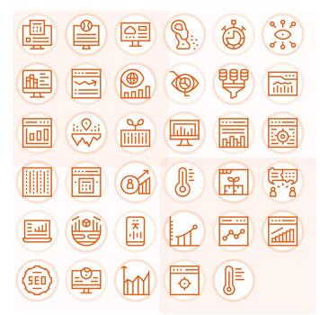35 íconos inspirado por analítica en cuadrícula equipado 64 x 64 regular línea calidad vector