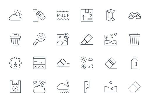 Clear Premium Bundle with 24 High Resolution Grid Fitted Thin Line Icons vector