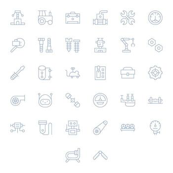 Mechanical Graphics featuring 32 Thin Line Editable High Resolution Designs vector