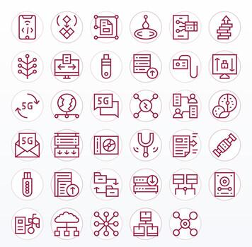 Data Transfer Icon Repository containing 35 Regular Line 128x128 Display Perfect graphics vector