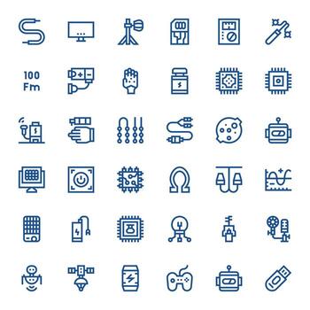 Electronics Professional Set with 36 Bold Line Grid Fitted High Resolution Icons vector