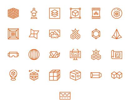 3D Comprehensive Bundle with 25 Display Perfect Regular Line 64x64 Icons vector