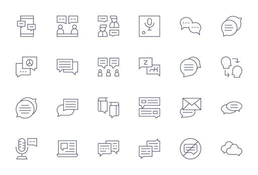 Thin Line Grid Fitted Icons from Conversation Set with 24 256x256 Icons vector
