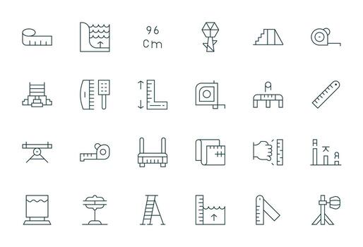 24 Thin Line Editable 128x128 Icons from Height Suite vector