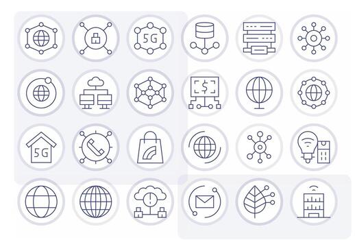 24 Icons for Connectivity featuring High Resolution Pixel Optimized Thin Line Graphics vector