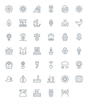 40 íconos para primavera optimizado en detalle mejorado alto resolución Delgado línea resolución vector