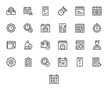 Task Icon Toolkit featuring 25 Pixel Aligned 256x256 Regular Line elements vector