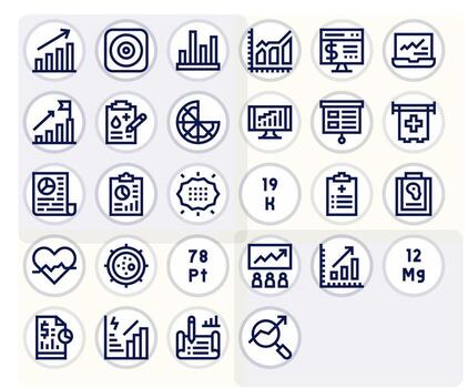 Chart Modern Collection with 28 Bold Line High Resolution Pixel Optimized Icons vector