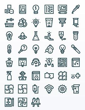 45 Pixel Aligned High Resolution Icons for Solution in elegant Bold Line design vector