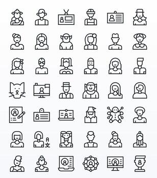 42 Regular Line PIXEL Perfect High Resolution Icons from Profile Picture Suite vector