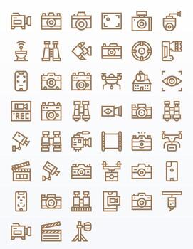 45 64x64 Bold Line Icons optimized for Camera PIXEL Perfect display vector