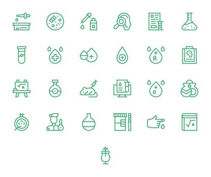 25 regular línea píxel Perfecto íconos para prueba gráficos vector