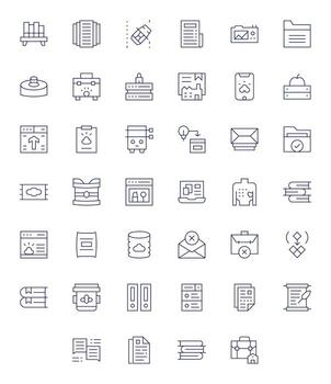 archivo presentando 40 128x128 íconos en Delgado línea diseño vector
