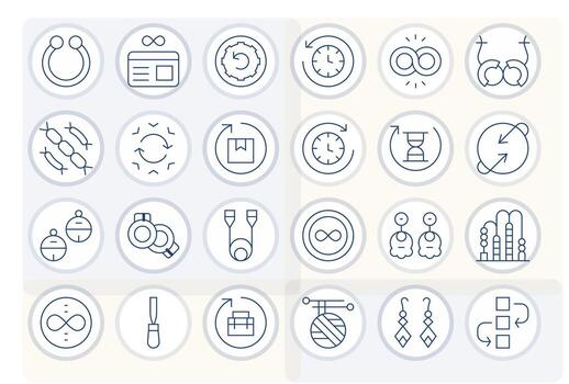 Thin Line Grid Fitted Icons from Loop Set with 24 64x64 Icons vector