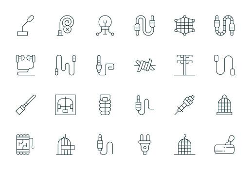 Wire Icon Toolkit featuring 24 Grid Fitted Retina Ready Thin Line elements vector