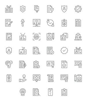 Verification Visual Pack containing 40 Thin Line Grid Fitted Icons vector