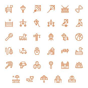 Toy Graphics featuring 35 Regular Line Pixel Optimized 256x256 Designs vector