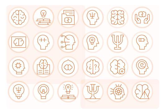 Brain Comprehensive Bundle with 24 Display Perfect Thin Line 128x128 Icons vector