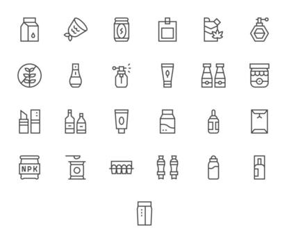 Packaging Design Icon Toolkit featuring 25 Pixel Aligned 256x256 Regular Line elements vector