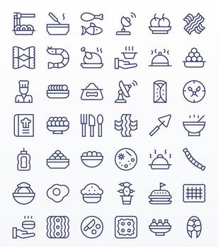 42 Icons inspired by Dish in Pixel Optimized 256x256 Regular Line quality vector